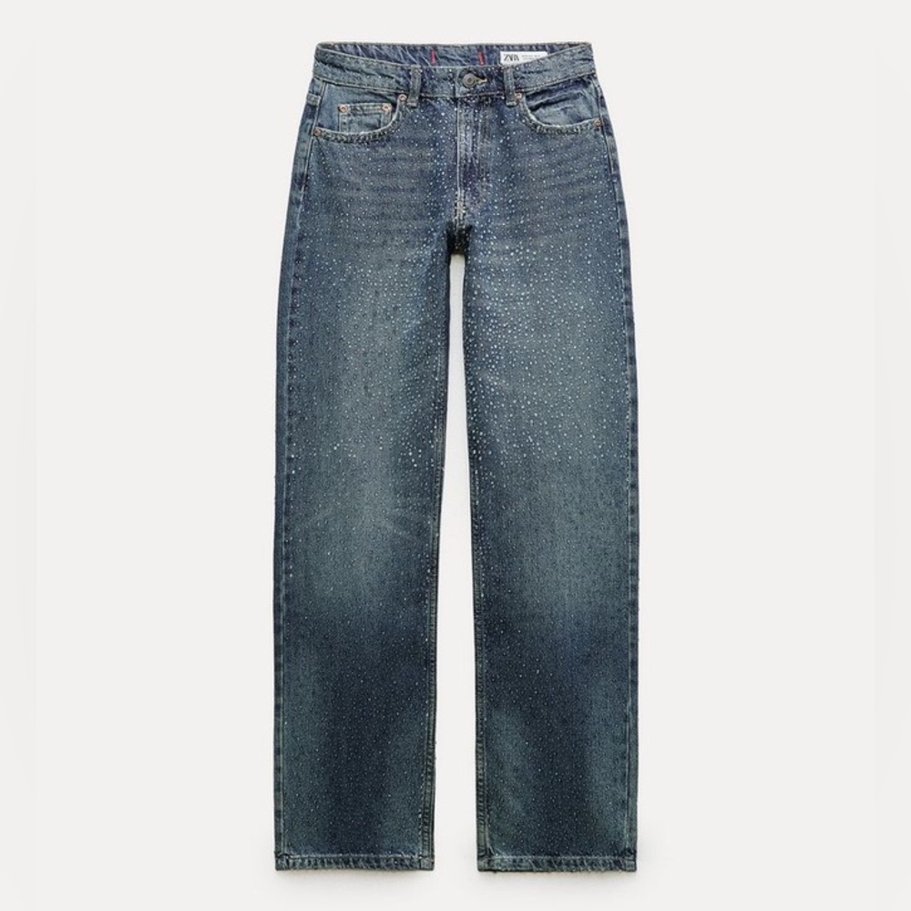 NWT Zara embellished straight jeans 6